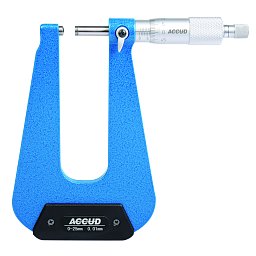 Obrázek pro produkt ACCUD 336-001-01 MICROMETER 0-25mm / 100mm SHEET METAL flat-flat tips, throat depth (0.01mm)