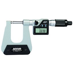 Obrázek pro produkt ACCUD 350-001-24 digitální mikrometr na plech 0-25mm/0-1" h150mm IP65 (0.001mm/0.00005)