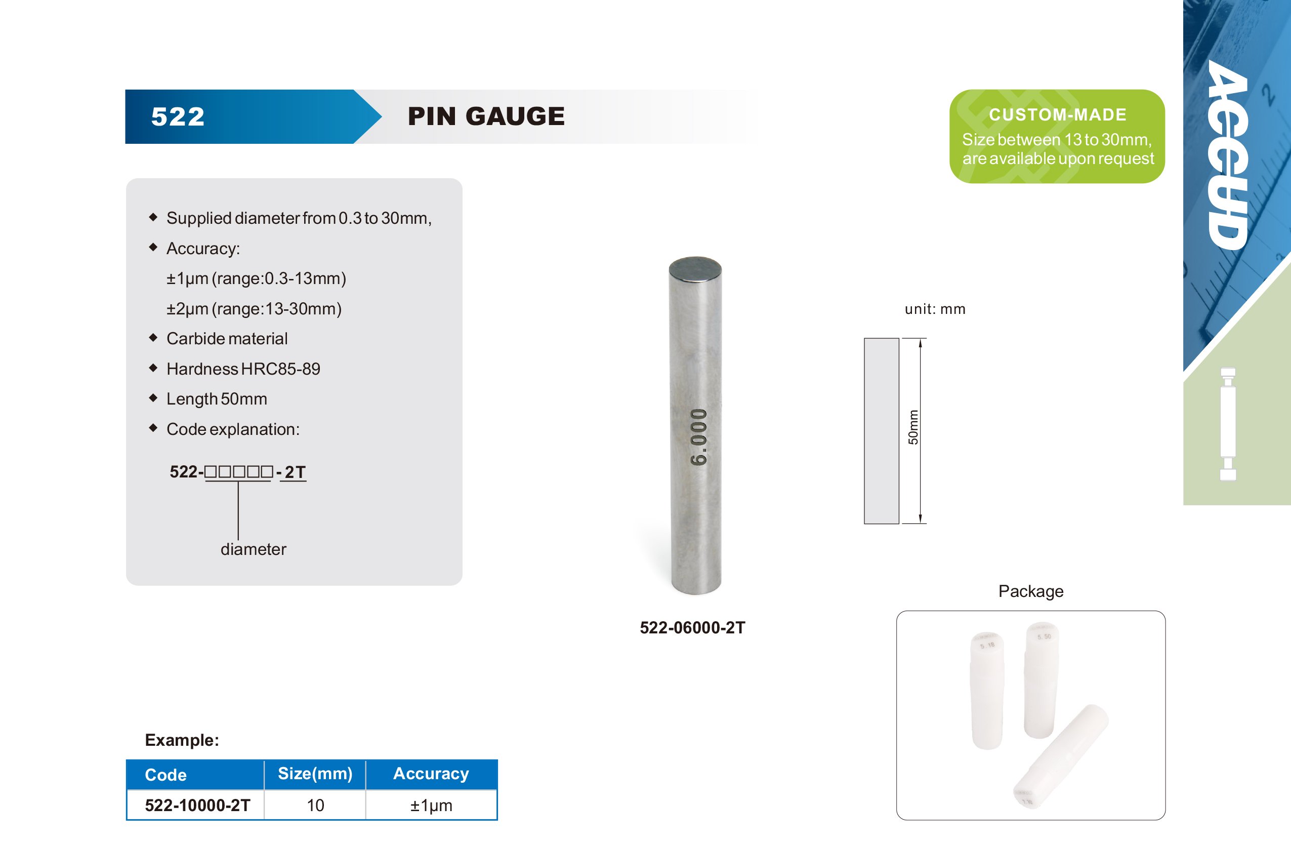 Obrázek produktu ACCUD 522-14250-2T INDIVIDUAL PIN GAUGE, CARBIDE 14.25mm / accuracy ±2μm 2 Obrázek produktu ACCUD 522-14250-2T INDIVIDUAL PIN GAUGE, CARBIDE 14.25mm / accuracy ±2μm 2